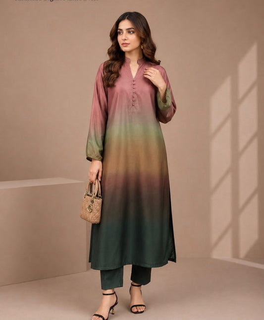 LuluSar - Silk Unstitched Collection - 2-PC  Kaftan Style - ARC-1093-2pc