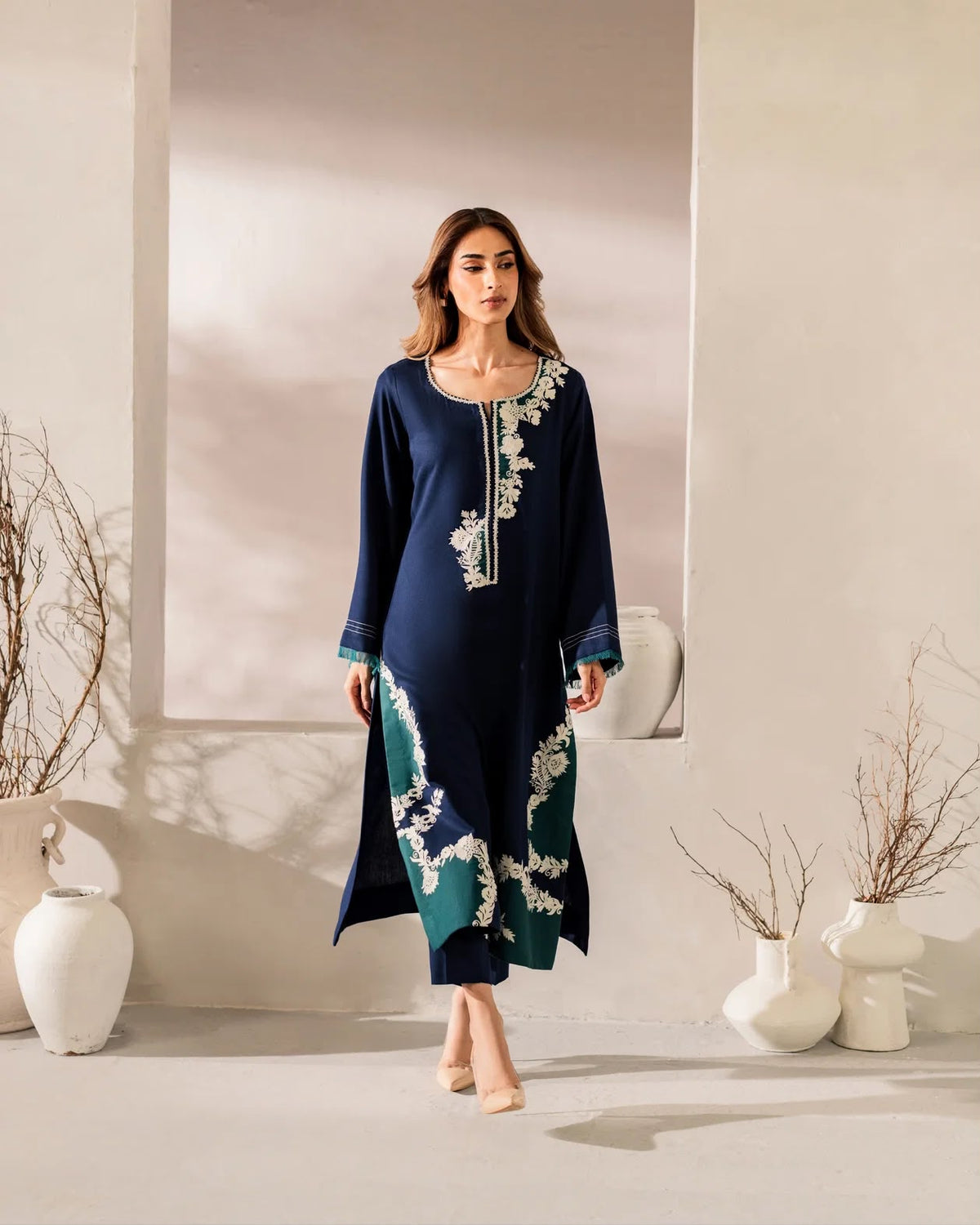 MAAHE - Silk Unstitched Collection - 2-PC  Kaftan Style - ARC-1097-2pc